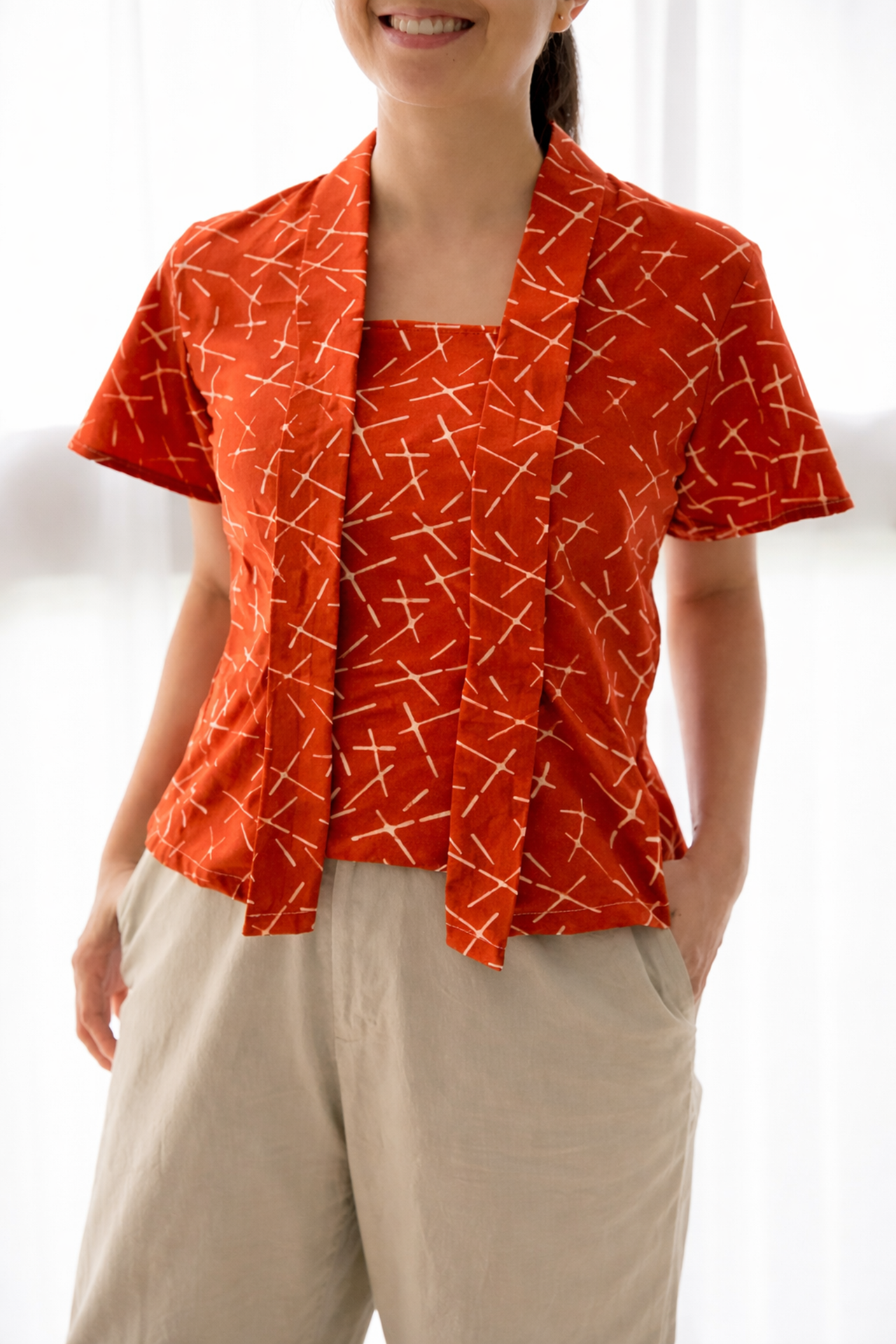 Coral Kebaya Top